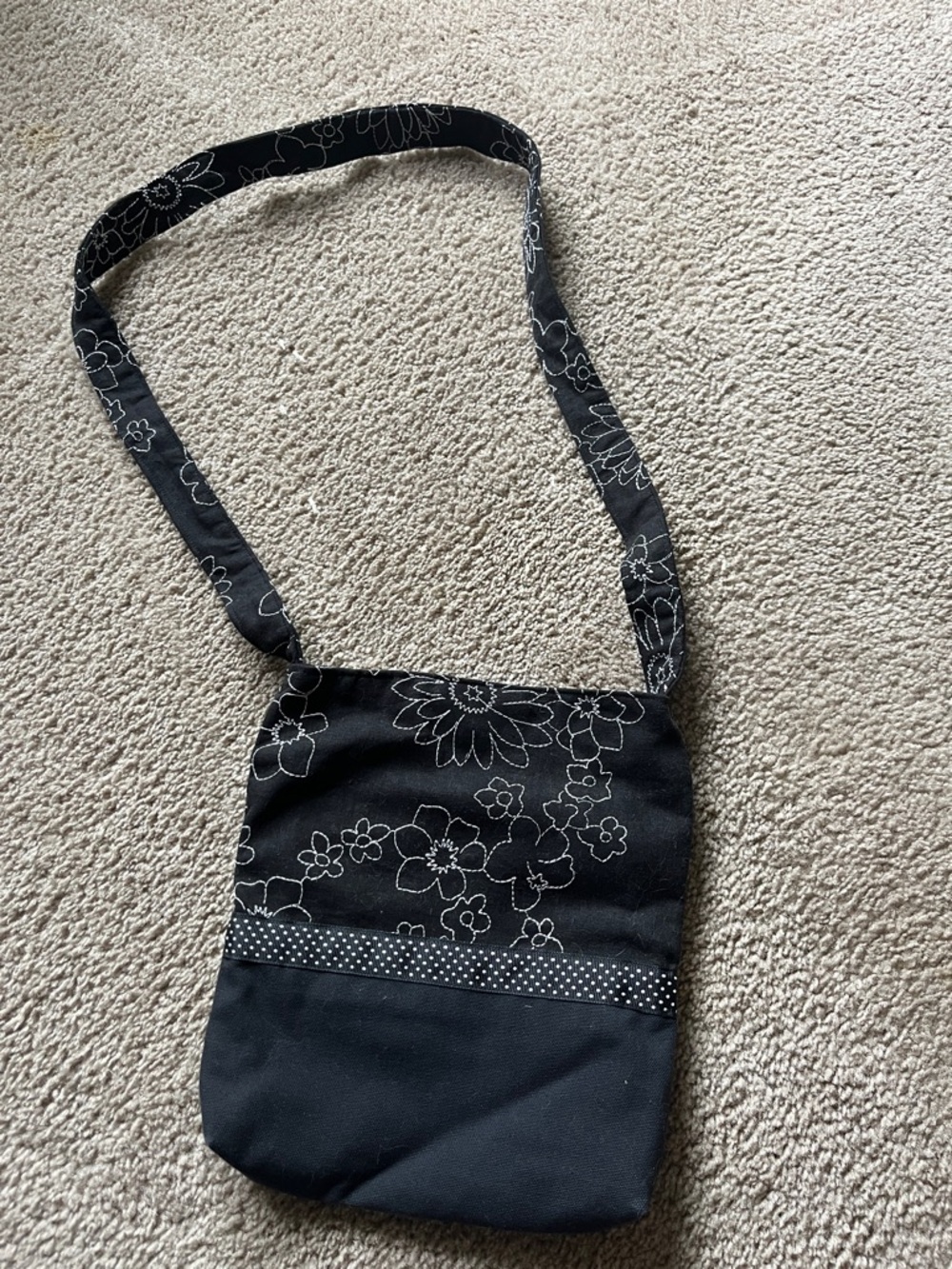 Black Floral Crossbody Bag - Women's Shoulder Purse
